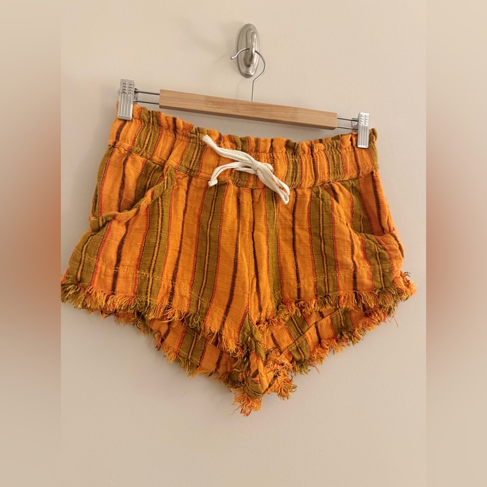 BDG Urban Outfitters Orange Boho Frayed Shorts Medium Festival Beach - Picture 3 of 8